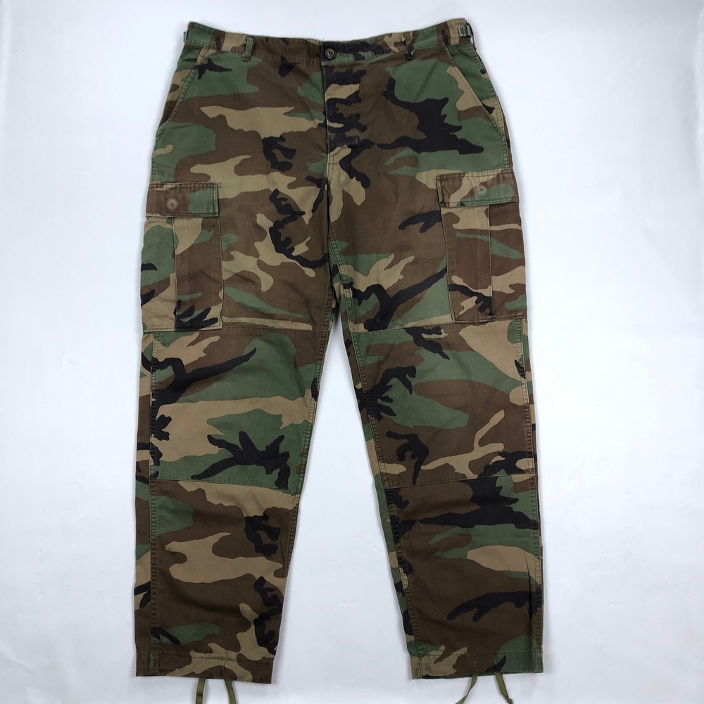 Vintage US Military Woodland Camo BDU Cargo Pants Large 38x30 Regular 90s